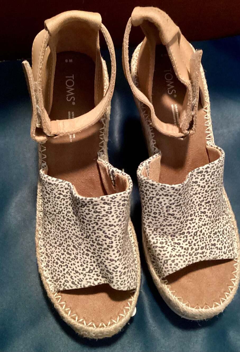 TOMS Monica Leopard Print Espadrille Wedge Sandals Size 6M